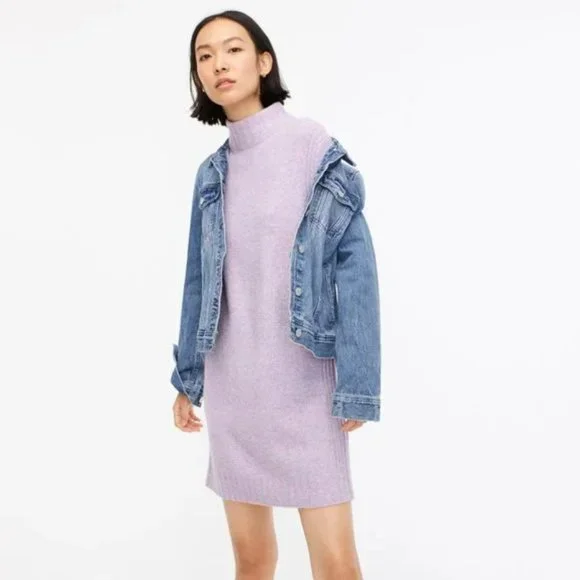 strapless open back dress Lavender Ribbed Knit Mockneck Cap Sleeve Sweater - All Tops